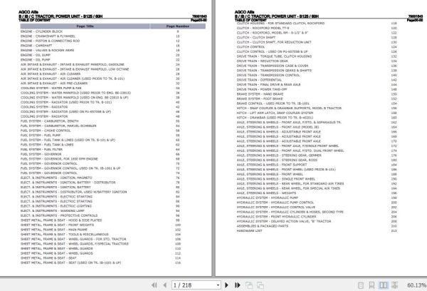 AGCO Allis Tractor B IB C Power Unit B125 60H Parts Catalog 79001543 1