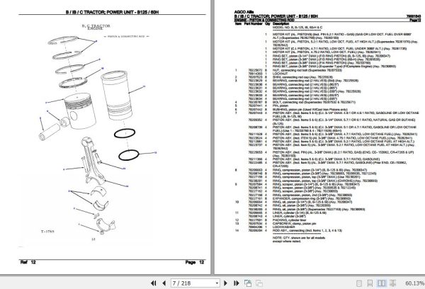 AGCO Allis Tractor B IB C Power Unit B125 60H Parts Catalog 79001543 2