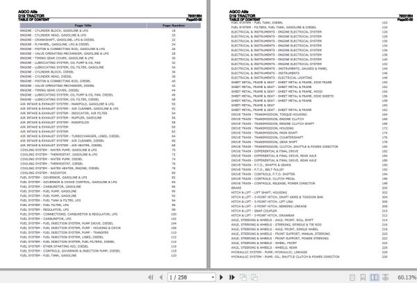 AGCO Allis Tractor D19 Parts Catalog 79001554 1