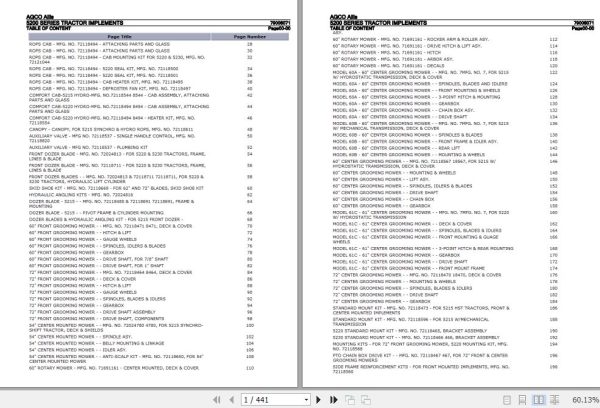 AGCO Allis Tractor Implements 5200 Series Parts Catalog 79008071 1