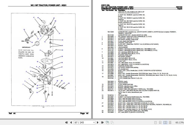 AGCO Allis Tractor WC WF Power Unit W201 Parts Catalog 79001545 3