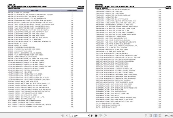 AGCO Allis Tractor WD WD45 WD45D Power Unit W226 Parts Catalog 79001544 1