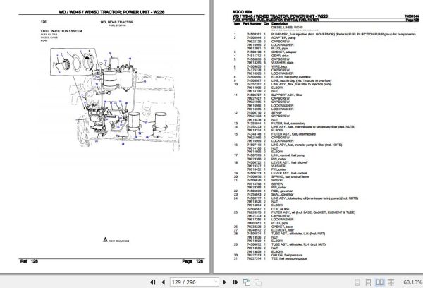 AGCO Allis Tractor WD WD45 WD45D Power Unit W226 Parts Catalog 79001544 3