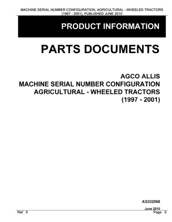 AGCO Allis Tractors 1997 2001 Parts Catalog AG332568 1