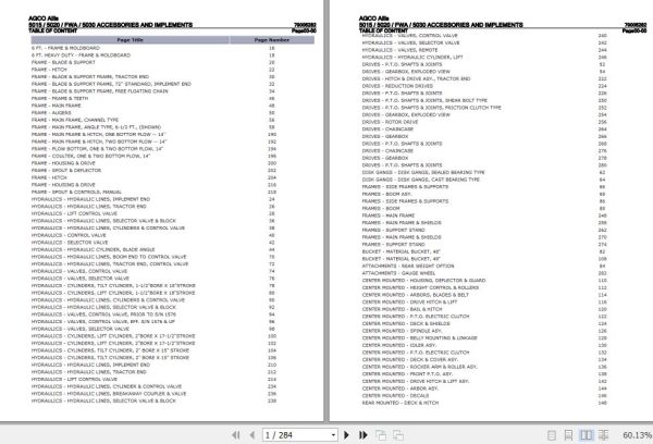 AGCO Allis Tractors 5015 5020 FWA 5030 Parts Catalog 79005282 1