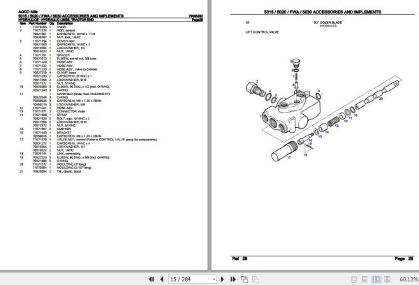 AGCO Allis Tractors 5015 5020 FWA 5030 Parts Catalog 79005282 2