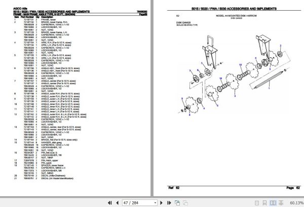 AGCO Allis Tractors 5015 5020 FWA 5030 Parts Catalog 79005282 3