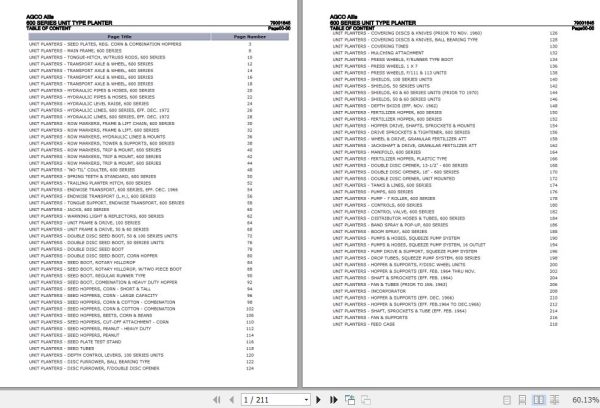 AGCO Allis Unit Type Planter 600 Series Parts Catalog 79001645 1