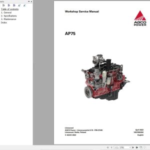 AGCO Power Engine AP75 Workshop Service Manual V837092292