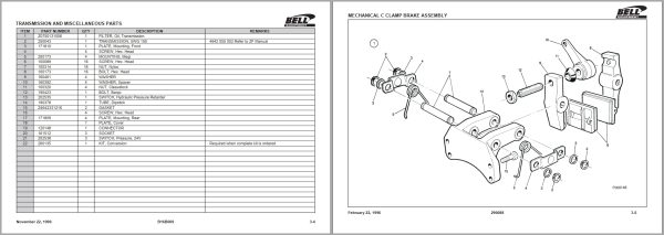 Bell Articulated Dump Truck B16B 6X2 Parts Manual 870150 2