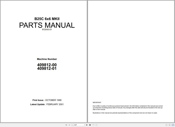 Bell Articulated Dump Truck B25C 6×6 MKII Parts Manual 872043 01 1