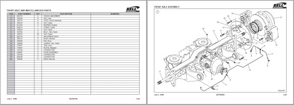 Bell Articulated Dump Truck B30C 6X6 ADT Parts Manual 870189 01 2