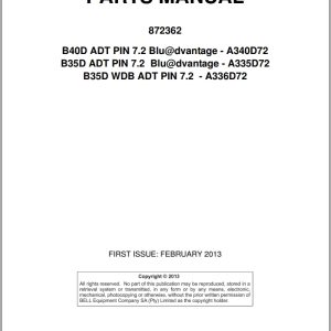 Bell Articulated Dump Truck B35D ADT B40D ADT B35D WDB ADT Parts Manual 872362 1
