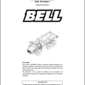 Bell Articulated Dump Truck B40E Parts Manual BN043124 1