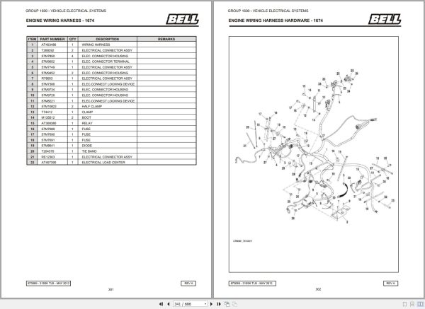 Bell Backhoe Loader 315SK Parts Manual 873089 2