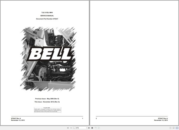 Bell Backhoe Loader TLB 315SJ MKII Service Manual 870247 1
