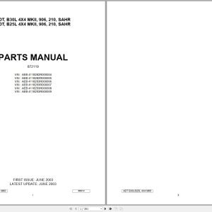 Bell Dump Truck B25L B30L ADT 4X4 MKII 906 210 SAHR Parts Manual 872119 1