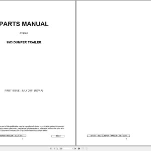 Bell Dumper Trailer 9M3 Parts Manual 874161 1