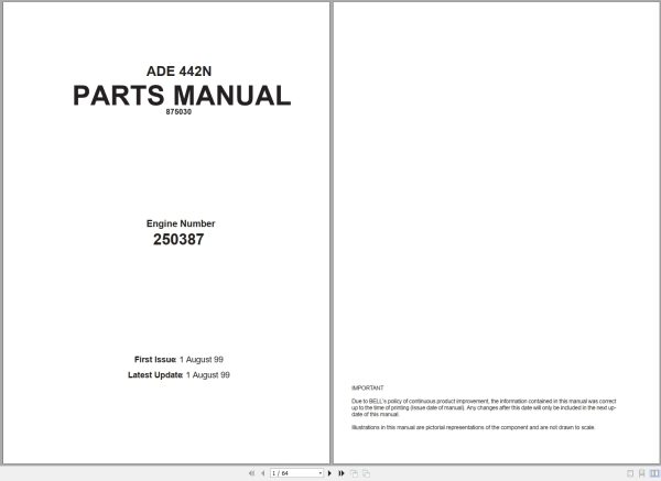 Bell Engine ADE 442N Parts Manual 875030 1