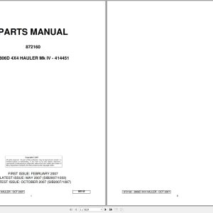 Bell Hauler 2806D 4X4 MK IV 414451 Parts Manual 872160 1
