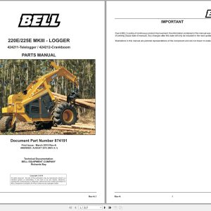 Bell Logger 220E MKIII 225E MKIII Parts Manual 874191 1