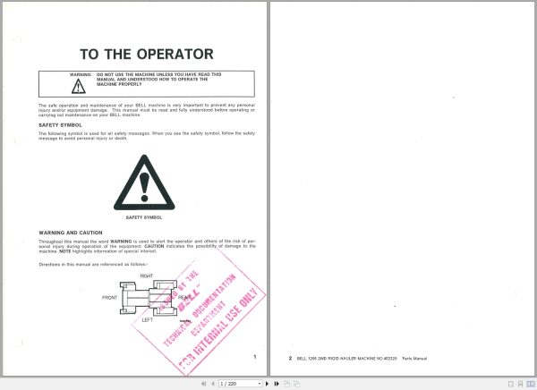 Bell Rigid Hauler 1206 2WD Parts Manual 870209 1