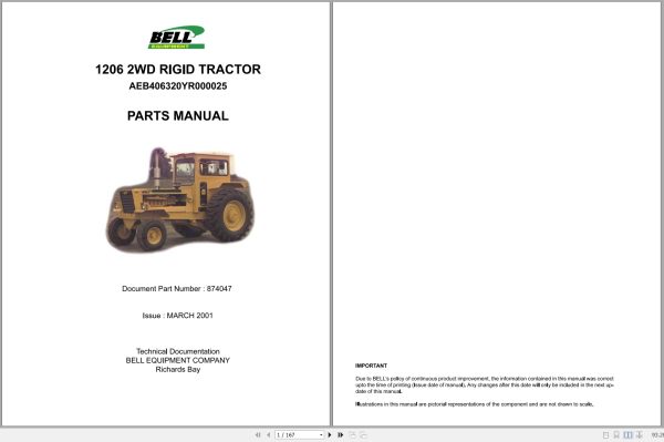 Bell Rigid Tractor 1206 2WD Parts Manual 874047 1