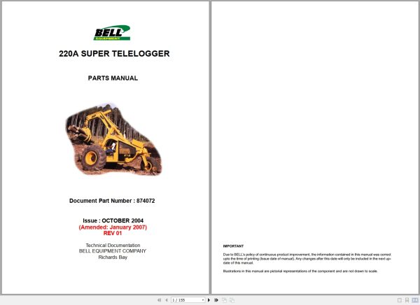 Bell Telelogger 220A Super Parts Manual 874072 1