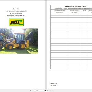 Bell Tractor Loader Backhoe Sideshift 315SJ Operators Manual 874099 1