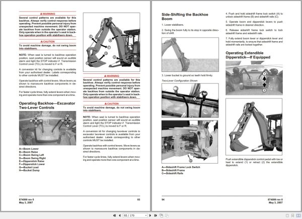 Bell Tractor Loader Backhoe Sideshift 315SJ Operators Manual 874099 2