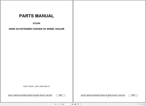 Bell Wheel Hauler 2806D 4×4 Extended Chassis 5th Parts Manual 872249 1