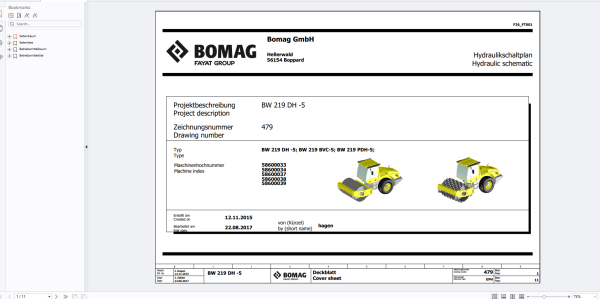 Bomag Single Drum Vibratory Rollers 2023 Electric Hydraulic Schematics 1