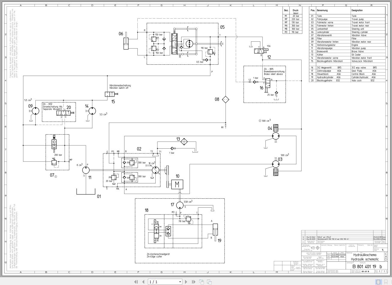 Bomag Tandem Vibratory Roller 2023 Electric Hydraulic Schematics 1