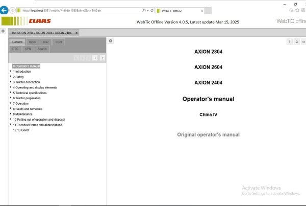 CLAAS WebTIC Offline EN 03.2025 Operator Schematic Repair Technical Documentation 01 1