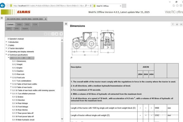 CLAAS WebTIC Offline EN 03.2025 Operator Schematic Repair Technical Documentation 01 5
