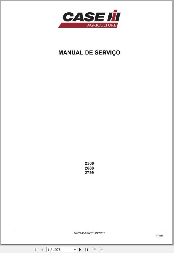 Case IH Tractor 2566 2688 2799 Service Manual 84465945 PT 1