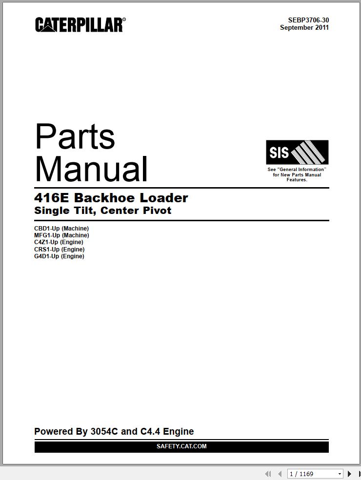 Caterpillar Backhoe Loader 416E Parts Manual SEBP3706 30 1