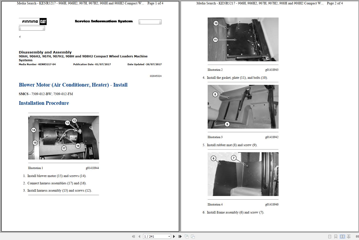Caterpillar Compact Wheel Loader 908H LMD Operators Service Manual Schematics 1