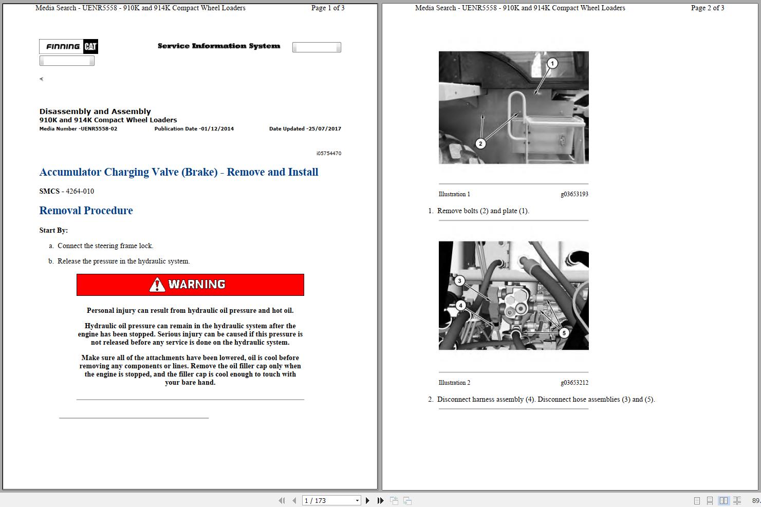 Caterpillar Compact Wheel Loader 914K CD2 Operators Service Manual Schematics 1