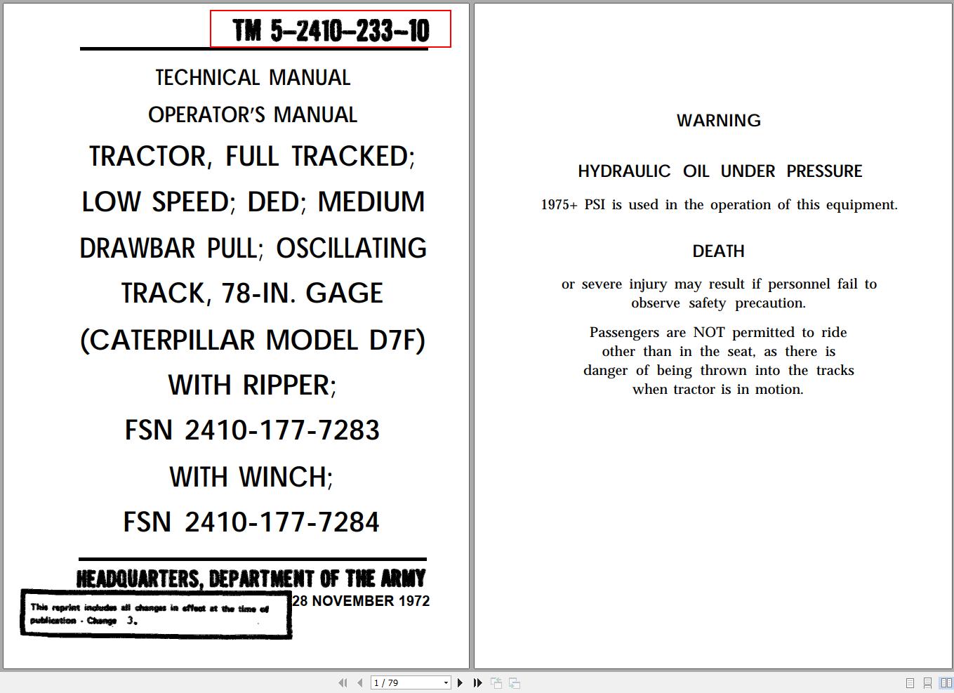Caterpillar Dozer D5 D7 D8 Parts Operators Maintenance Manual 1