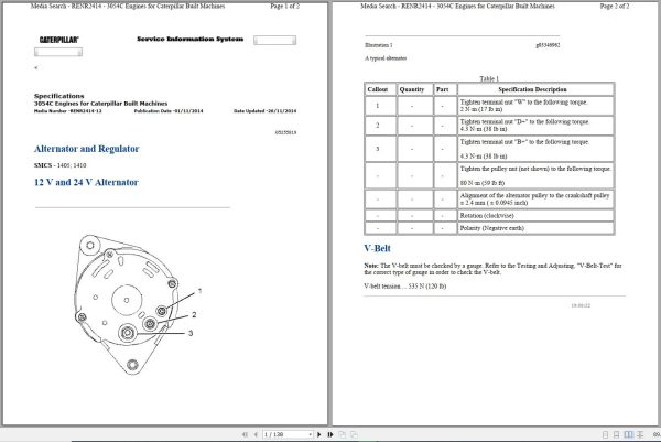 Caterpillar Engine 3054C Specifications RENR2414 12 1