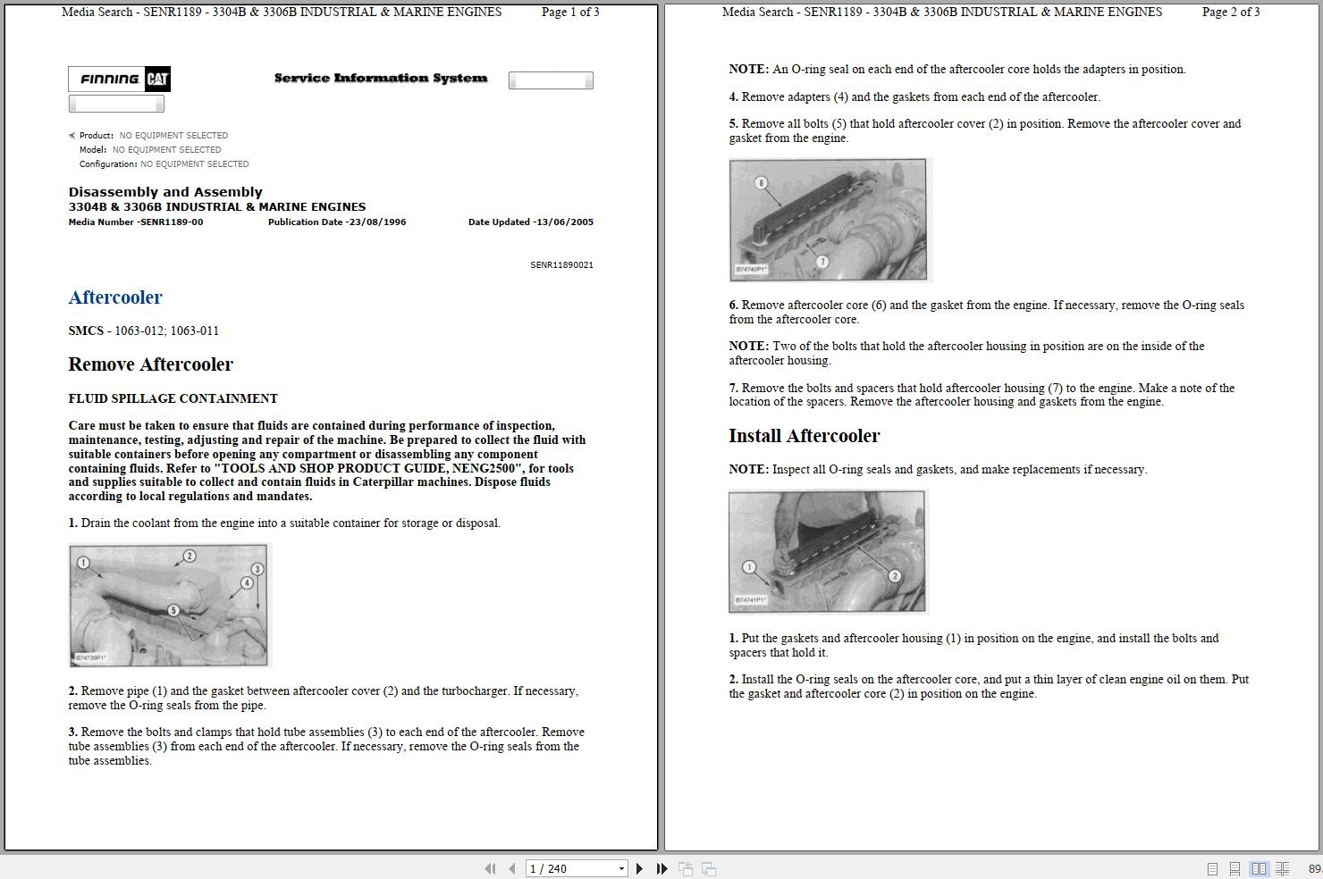 Caterpillar Engine 3304B 3306B Disassembly Assembly SENR1189 00 1