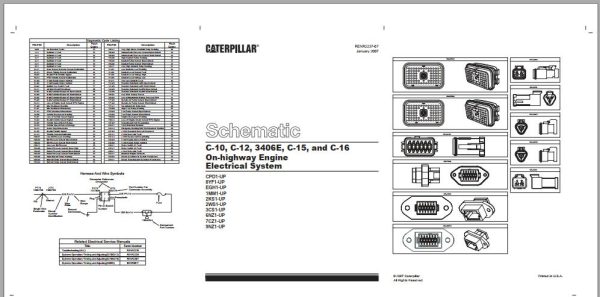 Caterpillar Engine C10 C12 C15 C16 3406E Electrical Schematics RENR2237 07 1