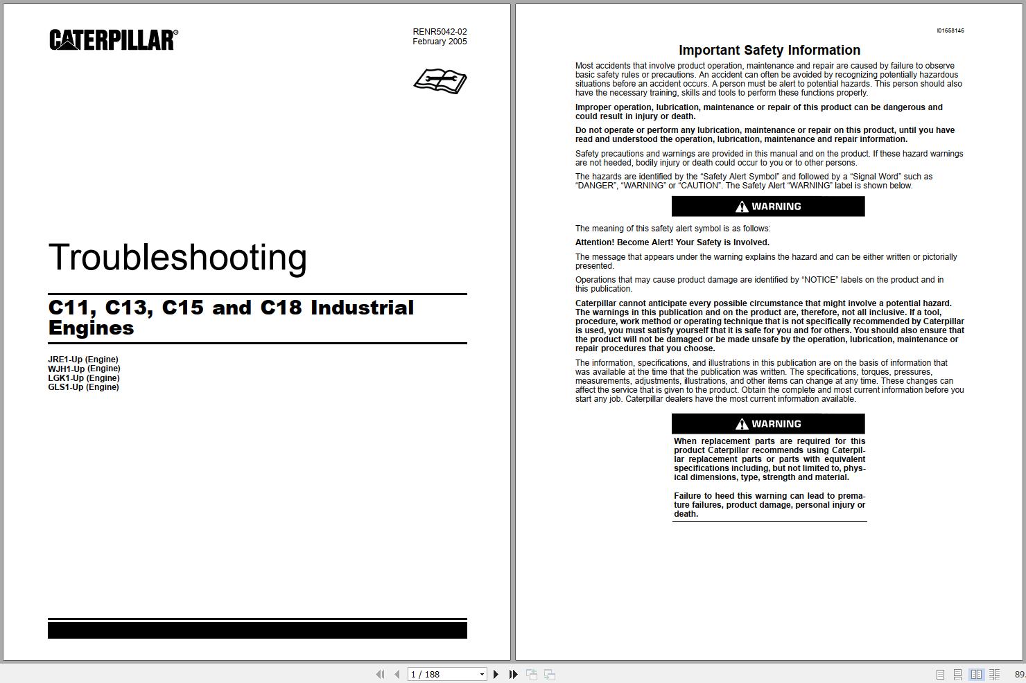 Caterpillar Engine C11 C13 C15 C18 Troubleshooting RENR5042 02 1