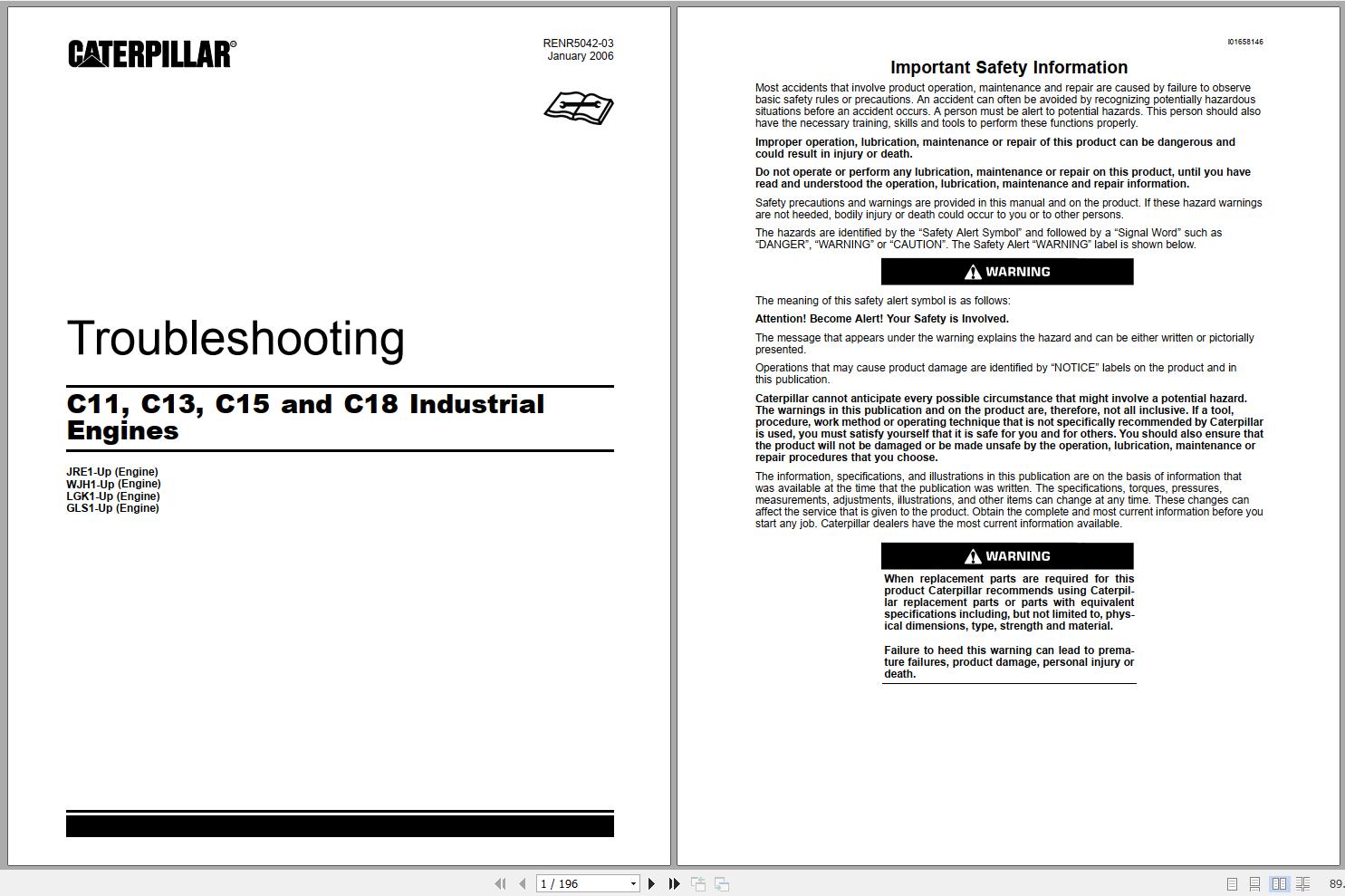 Caterpillar Engine C11 C13 C15 C18 Troubleshooting RENR5042 03 1