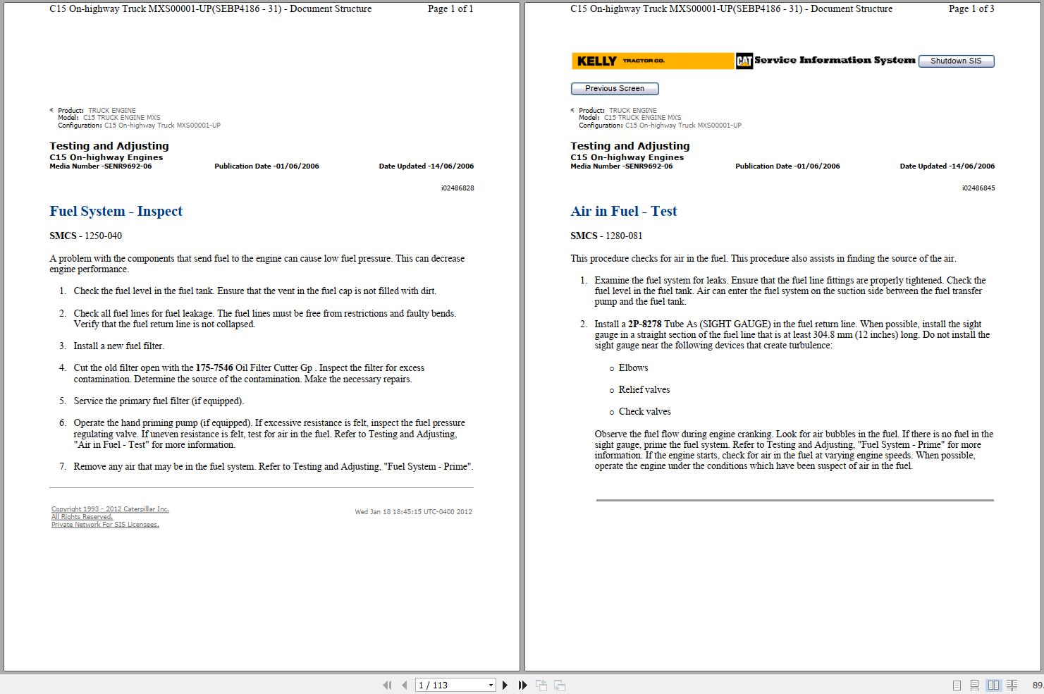 Caterpillar Engine C15 Testing Adjusting SENR9692 06 1