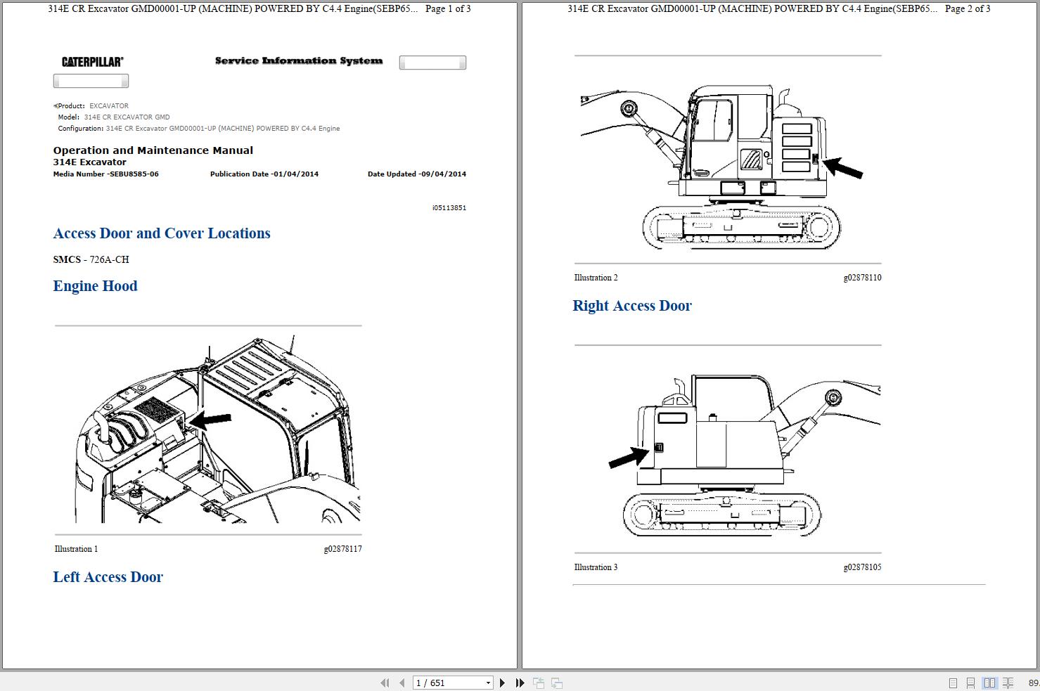 Caterpillar Excavator 314E Operators Maintenance Manual SEBU8585 06 1