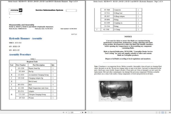 Caterpillar Hammer H55DS BWM Operators Maintenance Service Manual 1