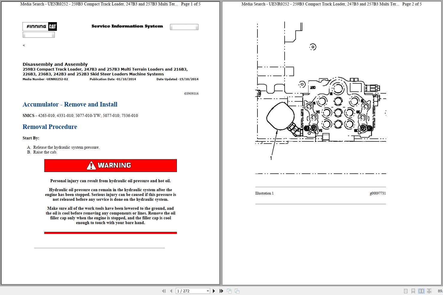 Caterpillar Multi Terrain Loader 247B3 ESL Operators Service Manual Schematics 1
