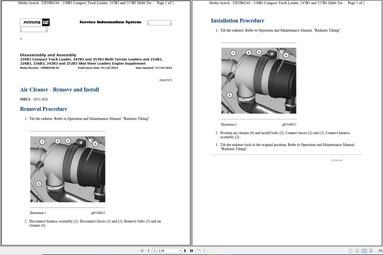 Caterpillar Multi Terrain Loader 247B3 KB3 Operators Service Manual Schematics 1